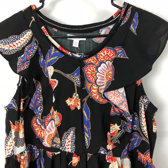 NWT LC Lauren Conrad Floral Flutter Sleeve Blouse - Picture 3 of 4